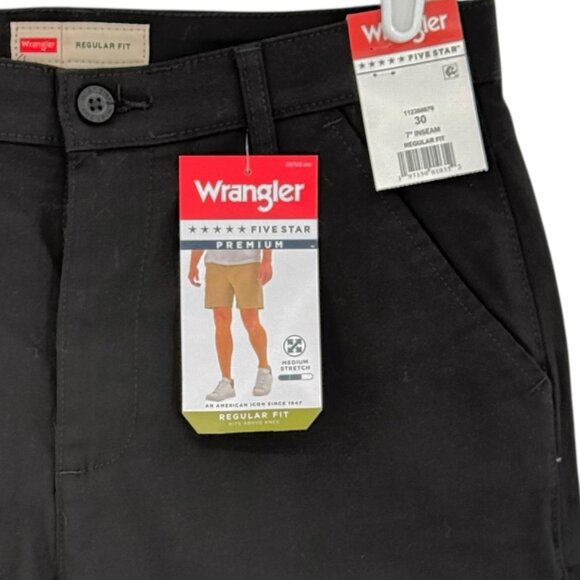 Wrangler Men's Five Star Premium Stretch Regular Fit Black Shorts Size 30x7 NWT - Picture 3 of 11